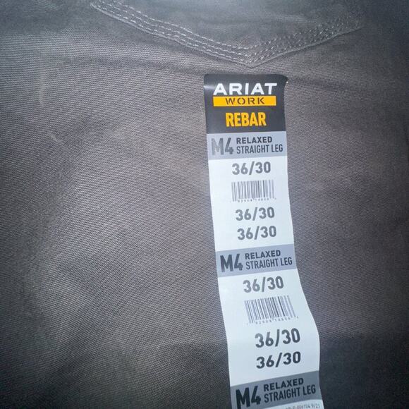 Ariat Rebar M4 Slim Fit Straight Leg Work Jeans 36/30 | DuraStretch Gray | NWT - Picture 4 of 12